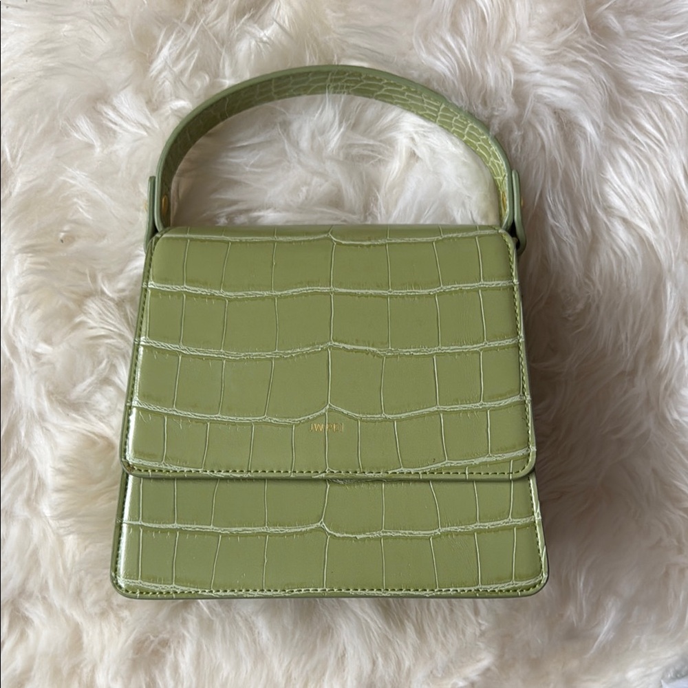 JW Pei Green Croc-Embossed Handbag